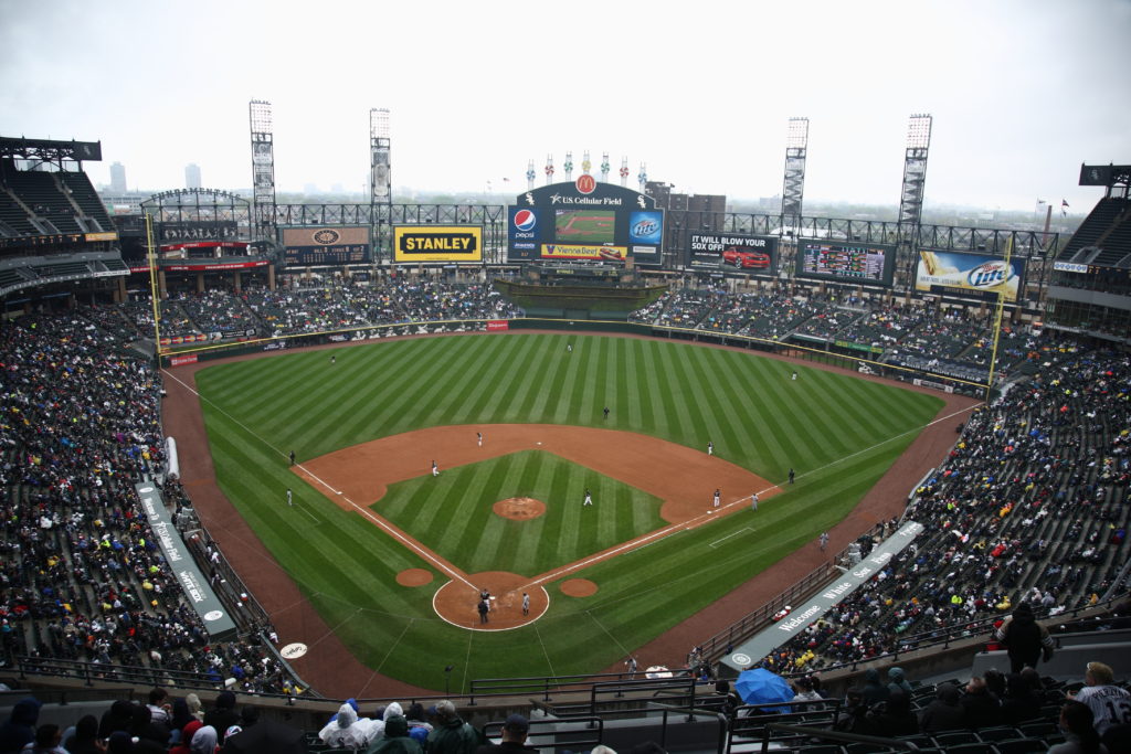 Chicago - April 25, 2010: White Sox baseball players battle the Seattle Mariners on a Sunday afternoon